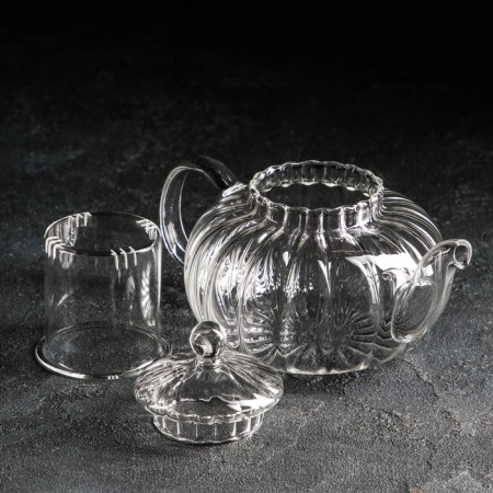 Hot kettle with a glass cover and sieve "Diana", 800 ml-1