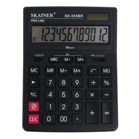 Large table calculator, 12-bit, Skainer SK-555BK, 2 power, 2 memory, 155 x 205 x 35 mm, black-1