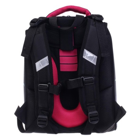 School backpack 38 x 30 x 16 cm, ergonomic back, stavia "flamingos mini", black/blue/pink-6