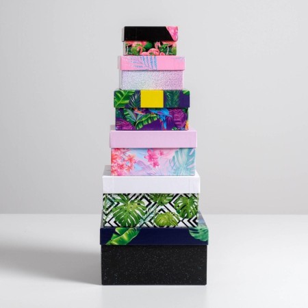 A set of boxes 6 in 1, gift packaging, Flamingo, 10.2 x 10.2 x 6 - 20 x 20 x 11 cm-1