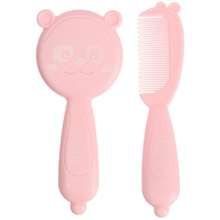 Hair care kit: comb and brush "Bear", pink color