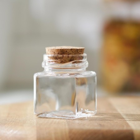 Glass jar for spices with a cork lid of the parf. Square ", 70 ml, 4.5 × 5.4 cm-3