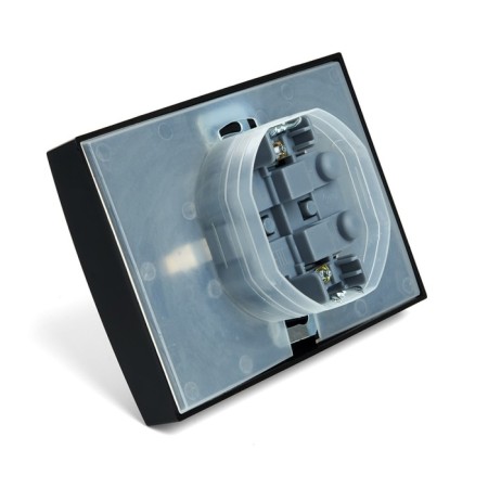 2-seater s/s outlet with a lid, Stekker series Erna, PST16-9015-03, black-4