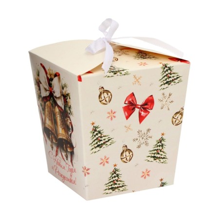 New Year. Bonbonniere, New Year's gift packaging "New Year's bells", 7.5 × 8 × 7.5 cm.-2