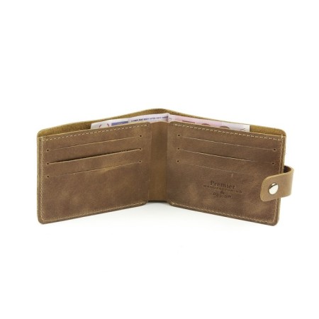 M-951 Purse on the button, the Dy Card (4)/coins/bill, color brown pulp 11.5x9x1.2cm-1