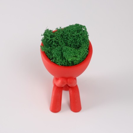 Kashpo concrete mini "Mr. Green" Kikazaru with moss red 5.5x6.5 cm (moss green stabil)-4