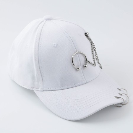 Women's cap with rings, white color, rr 56-7