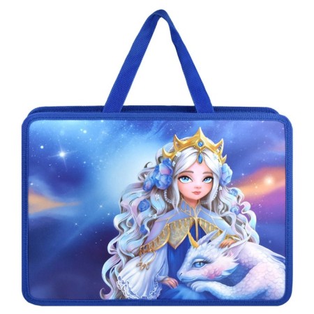 Folder with A4 handles, 340 x 250 x 95 mm, plastic, pens, Phoenix "Princess with a dragon"-1