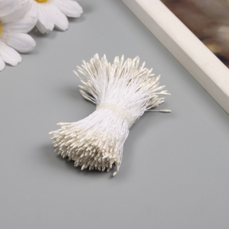 Stamens for artificial flowers gloss "risinki" White mother pearl length 6 cm set 360 pcs 1070521-1