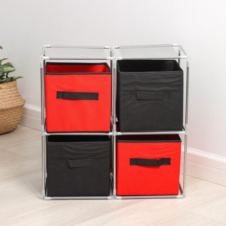 Store for storage of clothing shares, 4 boxes, 60 × 29 × 60 cm, red-black color