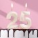 Candle in the cake jubilee "line" (set 2 in 1), number 25/52, pearl, 6.5 cm