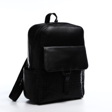 Male backpack on a zipper, 3 outer pockets, black color