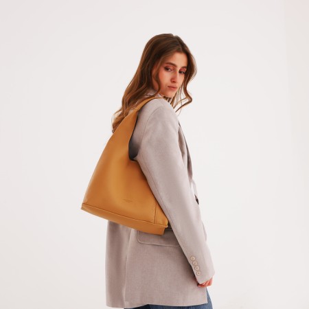 Bag Women's bag 2 in 1, on the button, cosmetic bag, mustard color-9
