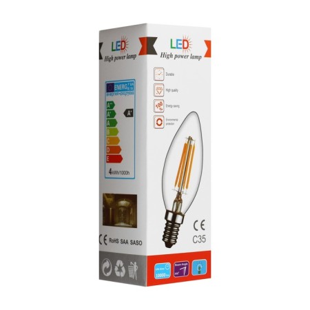 LED lamp, C37, 4 W, E14, 3000 K, 220 V, golden-1