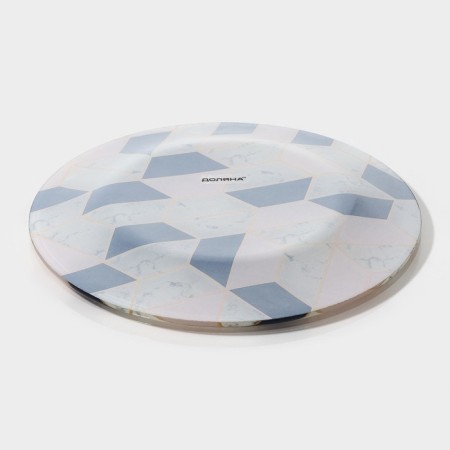 Plate Glass Dessert shade "Pink marble", D = 20 cm-2