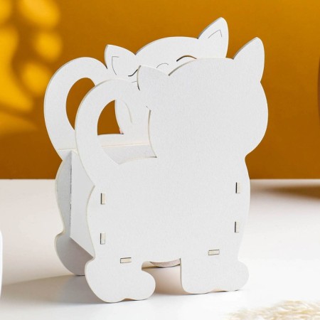 Kashpo wooden "cat" 14.5x7x18.5 cm white-2