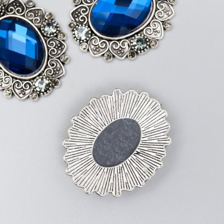 Decor for creativity Metal "Medallion with sapphire in silver frame" 3x2.6 cm-1
