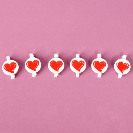 Decorative “hearts” Clushes set 6 pcs., 2 × 11.5 × 16 cm