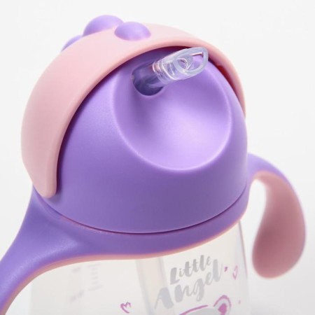 Children's chipper with silicone tube "Koala", 250 ml., With handles, purple color-2