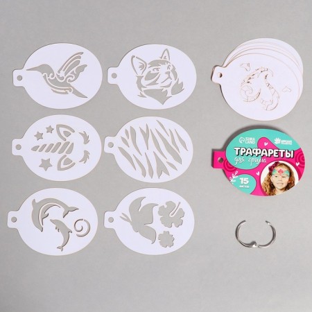 Stencils for makeup "Girls" 15 sheets, reusable-5