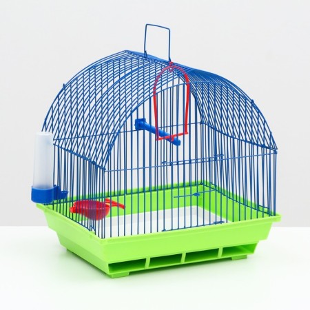 Bird cage is a small, semicircular roof (drinker, feeder, pole, swing) 35x28x37cm mix