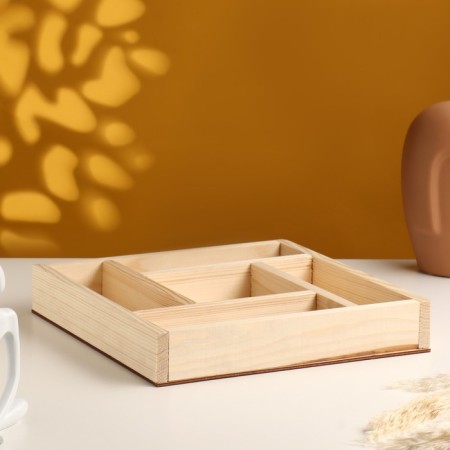 Kashpo wooden "zigzag" 5 compartments 25x25x4 cm natural