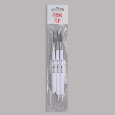 Set for building and design of nails: point brush - Dots 2 pcs, point brush - Pusher, 15 cm, white color-4