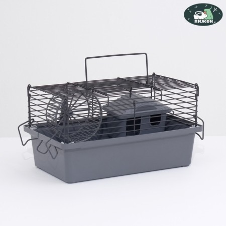 Mini cell for rodents "Pijon" No. 1-1, with filling, 27 x 15 x 13 cm, gray