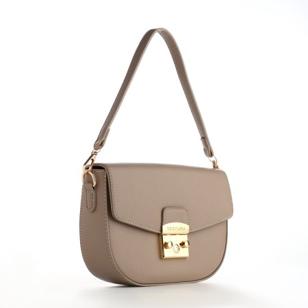 Women's bag on the valve, Textura, small size, beige color-2