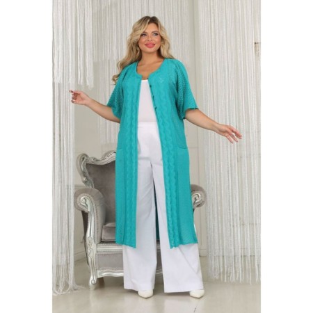 Cardigan female, size 52, green color-5