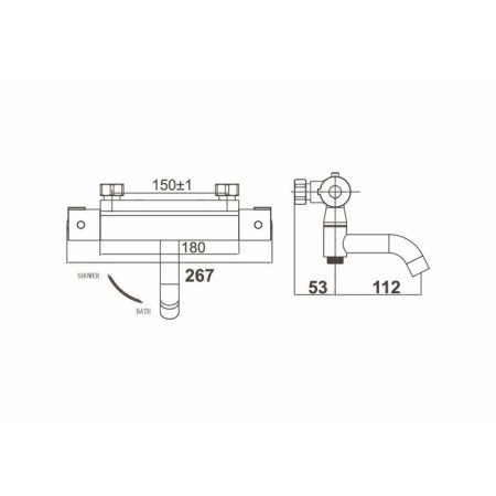 Bath mixer D&K Bayern Potsdam DA2153201, thermostatic, chromium-1