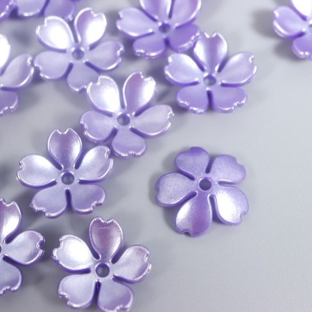 Beads for creativity plastic "Pearl Flower" set 40 pcs Violet 1.5x1.5 cm-1