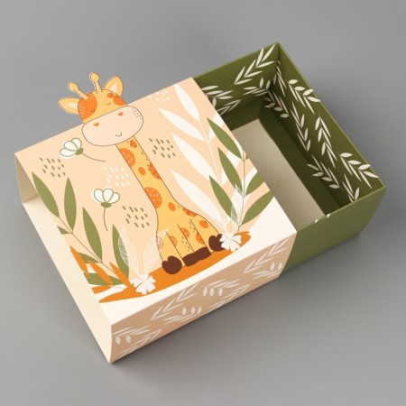 Gift folding box, packaging, "Girafics", 15 x 15 x 8 cm-4
