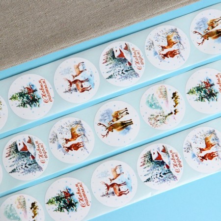 Stickers in the roll "Deer", 500 pcs, 3.8 x 3.8 cm-2