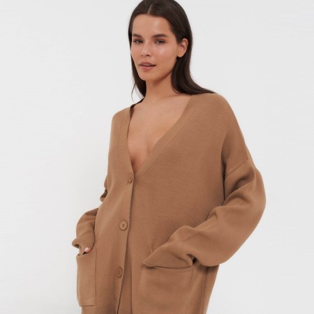 Cardigan female, beige color, one size (42-46)-1