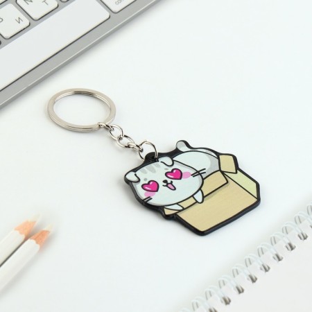 Acrylic key a keychain "Kotik", 7 x 12.5 cm-3
