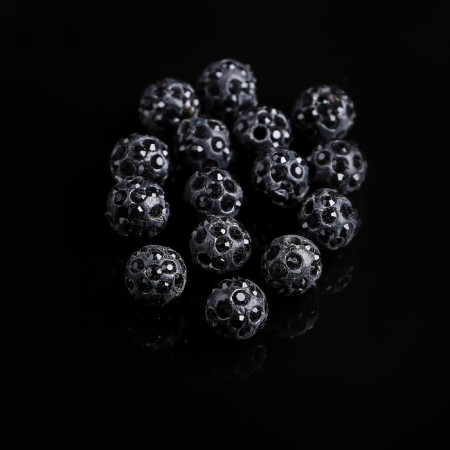 Busina "Shambhala" 8 mm (set of 15 pcs.), Black color