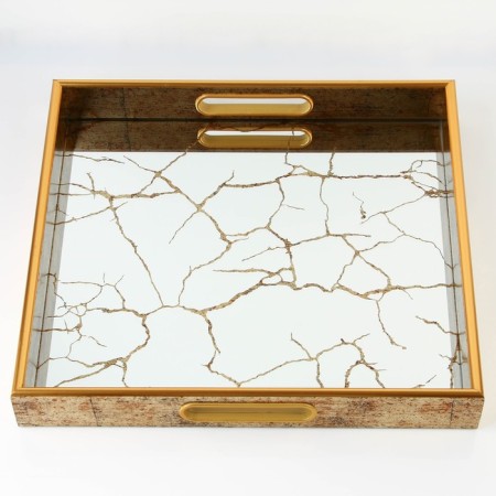 Plastic rectangular tray with the mirror "Patterns", 37 x 37 x 4.5 cm Soldier-14