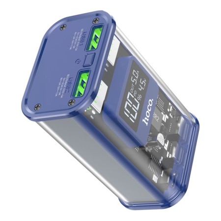 External battery Hoco J105, 10,000 mAh, 2 USB, 1 Type-C, 3 A, display, blue-2