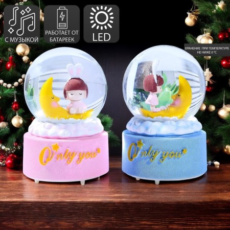 Souvenir Polystone Water Ball Light, music "Baby for a month" MIX 12x8.5x8.5 cm