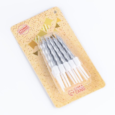 Candles in the cake "Spiral", 10 pcs, medium, 5 cm, metallic-8