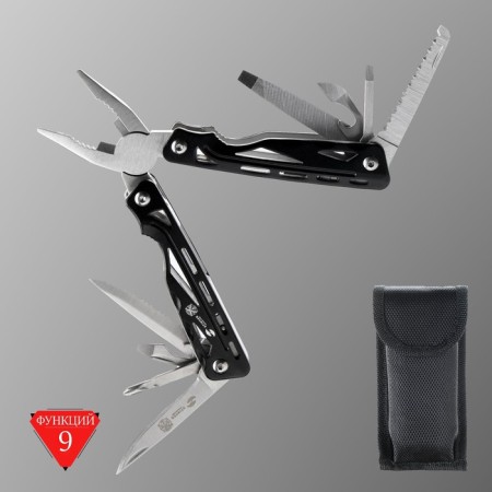 Stinger multitule with a nylon cover, 9 functions, steel, aluminum, silver-black