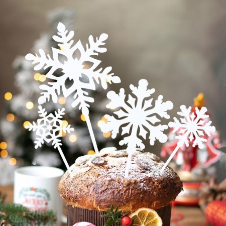 Set for decorating the cake "Snowflakes", 4 pcs., White color-4
