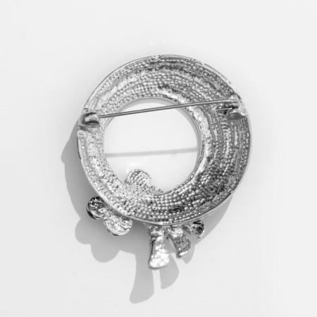 Brooch "Ribbon" with a bow, color in silver-2