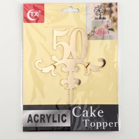 Topper for the cake "50", 13 × 18 cm, color gold-3