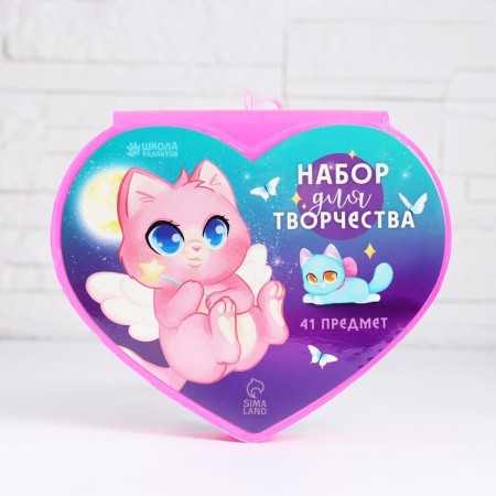 Набор для рисования «Волшебный котик» в форме сердца, 41 предмет-1