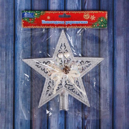 Top "Star" festive decor, 18x18 cm, silver-2