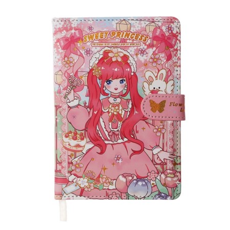 Gift notebook, A6+, 132 sheets, color block, with a curly knife, PVC cover, "anime", mix-4