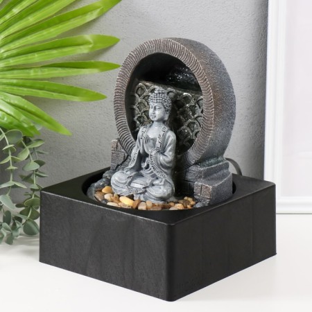 The desktop fountain from the network, backlight "Mediting Buddha" gray 18x18x24 cm-2