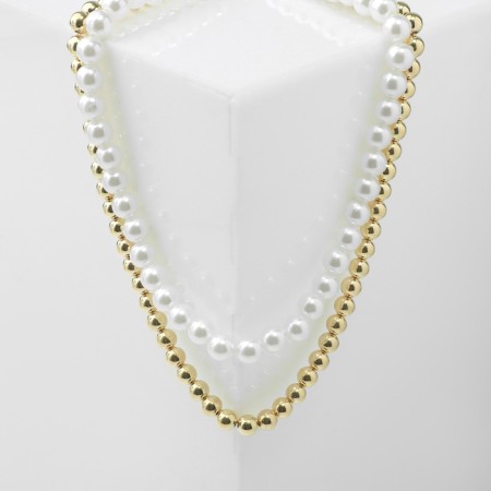 Beads with pearls "Olympia" environment, color gold, 45cm